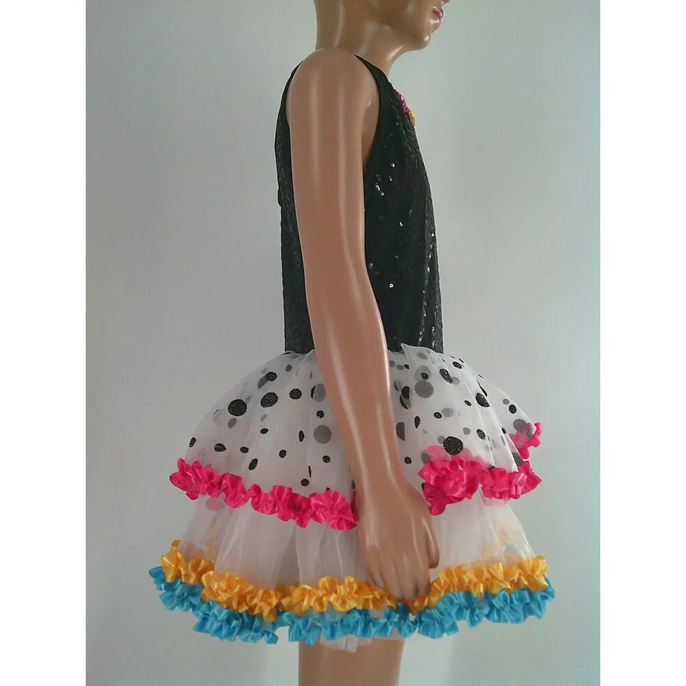 Pre-Owned Dance Costume Curtain Call E2173 Medium Child Black Tutu Jazz Tap Seq